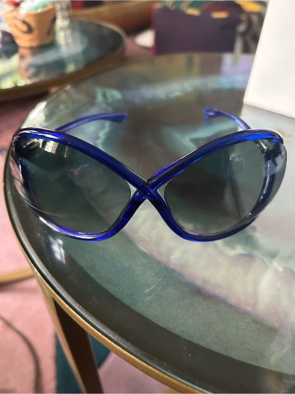 Tom Ford Women's Oversized Blue Frame Sunglasses